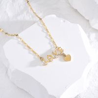 Casual Classic Style Letter Heart Shape Titanium Steel Plating Inlay Zircon 18k Gold Plated Pendant Necklace main image 4