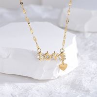 Casual Classic Style Letter Heart Shape Titanium Steel Plating Inlay Zircon 18k Gold Plated Pendant Necklace main image 1