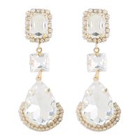 1 Pair Elegant Luxurious Square Water Droplets Inlay Alloy Rhinestones Drop Earrings sku image 1