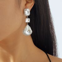 1 Paire Élégant Luxueux Carré Les Gouttelettes D'eau Incruster Alliage Strass Boucles D'oreilles main image 5