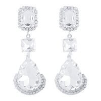 1 Paire Élégant Luxueux Carré Les Gouttelettes D'eau Incruster Alliage Strass Boucles D'oreilles sku image 2