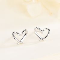 1 Pair Simple Style Heart Shape Hollow Out Sterling Silver Ear Studs main image 4