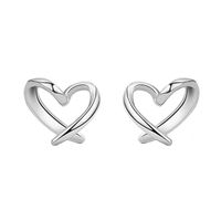 1 Pair Simple Style Heart Shape Hollow Out Sterling Silver Ear Studs main image 5
