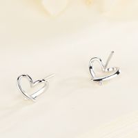 1 Pair Simple Style Heart Shape Hollow Out Sterling Silver Ear Studs main image 2