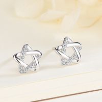 1 Pair Simple Style Star Plating Inlay Sterling Silver Artificial Diamond Earrings main image 1