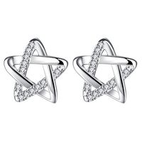 1 Pair Simple Style Star Plating Inlay Sterling Silver Artificial Diamond Earrings sku image 1