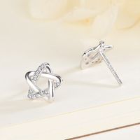 1 Pair Simple Style Star Plating Inlay Sterling Silver Artificial Diamond Earrings main image 3