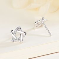 1 Paire Style Simple Star Placage Incruster Argent Sterling Diamant Artificiel Des Boucles D'oreilles main image 3