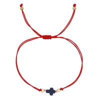 Classical Streetwear Cross Turquoise Cotton Unisex Bracelets sku image 2