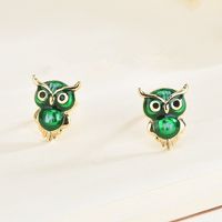 1 Paire Rétro Animal Hibou Émail Argent Sterling Boucles D'oreilles sku image 1