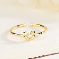 Casual Simple Style Heart Shape Sterling Silver Plating Hollow Out Open Ring main image 1