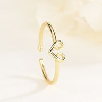 Casual Simple Style Heart Shape Sterling Silver Plating Hollow Out Open Ring main image 3
