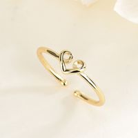 Casual Simple Style Heart Shape Sterling Silver Plating Hollow Out Open Ring main image 2