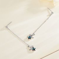 1 Pair Fairy Style Star Moon Chain Inlay Sterling Silver Zircon Drop Earrings main image 5