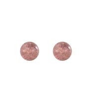 1 Pair Sweet Round Sterling Silver Strawberry Quartz Ear Studs main image 5