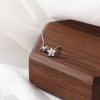 1 Pair Sweet Simple Style Flower Plating Inlay Sterling Silver Zircon Ear Studs main image 4