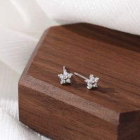 1 Pair Sweet Simple Style Flower Plating Inlay Sterling Silver Zircon Ear Studs main image 2