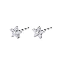 1 Pair Sweet Simple Style Flower Plating Inlay Sterling Silver Zircon Ear Studs main image 5