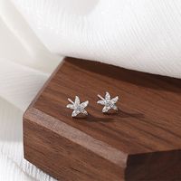 1 Pair Simple Style Starfish Inlay Sterling Silver Zircon Ear Studs sku image 1