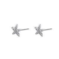 1 Pair Simple Style Starfish Inlay Sterling Silver Zircon Ear Studs main image 4