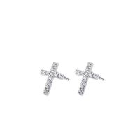 1 Pair Simple Style Commute Cross Plating Inlay Sterling Silver Zircon Ear Studs main image 5