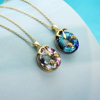 Modern Style Bee Copper Plating Inlay Zircon 18k Gold Plated Pendant Necklace main image 1