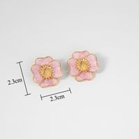 1 Paar Elegant Blume Emaille Überzug Inlay Legierung Perle 18 Karat Vergoldet Ohrstecker sku image 1