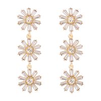 1 Paar Elegant Vintage-stil Süss Blume Inlay Legierung Künstlicher Diamant Tropfenohrringe main image 3