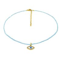 Elegant Lady Devil'S Eye Butterfly 304 Stainless Steel Artificial Crystal Turquoise Gold Plated Pendant Necklace In Bulk sku image 5