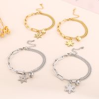 Titanium Steel 18K Gold Plated Vacation Plating Snowflake Bracelets Earrings Necklace main image 7
