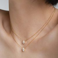 Ig Style Simple Style Water Droplets Alloy Plating Inlay Rhinestones Women's Layered Necklaces sku image 1