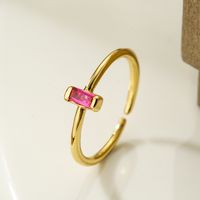 Simple Style Rectangle Copper Plating Inlay Zircon 18k Gold Plated Open Ring main image 4