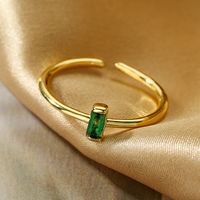 Simple Style Rectangle Copper Plating Inlay Zircon 18k Gold Plated Open Ring sku image 1