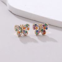 1 Pair Modern Style Shiny Butterfly Inlay Copper Zircon Ear Studs main image 1