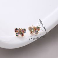 1 Pair Modern Style Shiny Butterfly Inlay Copper Zircon Ear Studs main image 5