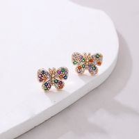 1 Pair Modern Style Shiny Butterfly Inlay Copper Zircon Ear Studs main image 4