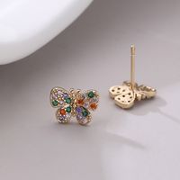 1 Pair Modern Style Shiny Butterfly Inlay Copper Zircon Ear Studs main image 2