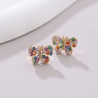 1 Pair Modern Style Shiny Butterfly Inlay Copper Zircon Ear Studs main image 3