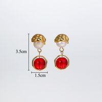 1 Pair Classical Vintage Style Round Oval Plating Inlay Copper Artificial Crystal Resin Freshwater Pearl 18k Gold Plated Drop Earrings sku image 4