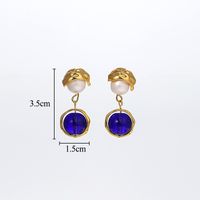 1 Pair Classical Vintage Style Round Oval Plating Inlay Copper Artificial Crystal Resin Freshwater Pearl 18k Gold Plated Drop Earrings sku image 5