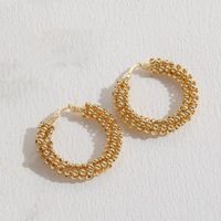 1 Pair Modern Style C Shape Round Plating Copper 14k Gold Plated Earrings sku image 3