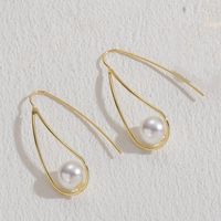 1 Pair Elegant Glam Irregular Asymmetrical Copper Pearl Zircon 14k Gold Plated Earrings sku image 1