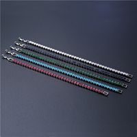 Copper Rhodium Plated Hip-Hop Retro Inlay Solid Color Zircon Bracelets main image 2