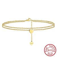 Simple Style Heart Shape Sterling Silver Plating Women's Anklet sku image 1