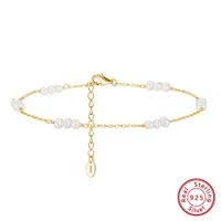 Simple Style Solid Color Freshwater Pearl Sterling Silver Beaded Women's Anklet main image 3