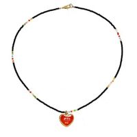 Élégant Dame Géométrique Forme De Cœur Perle De Rocaille Émail Femmes Collier sku image 14