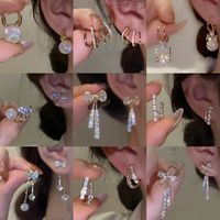 1 Pair Lady Bow Knot Inlay Alloy Artificial Gemstones Ear Studs main image 1