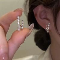 1 Pair Lady Bow Knot Inlay Alloy Artificial Gemstones Ear Studs sku image 1