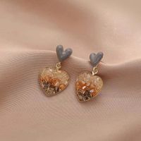 1 Pair Simple Style Heart Shape Inlay Alloy Zircon Drop Earrings main image 4