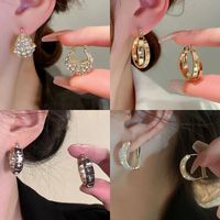 1 Pair Simple Style Solid Color Inlay Alloy Zircon Earrings main image 1
